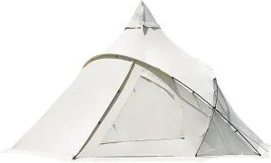 Cotton Pyramid Tent, 3-4 Person Canvas Yurt Tent, Wind Proof Anti-UV, with Carry Bag, for Camping Hiking Christmas Party