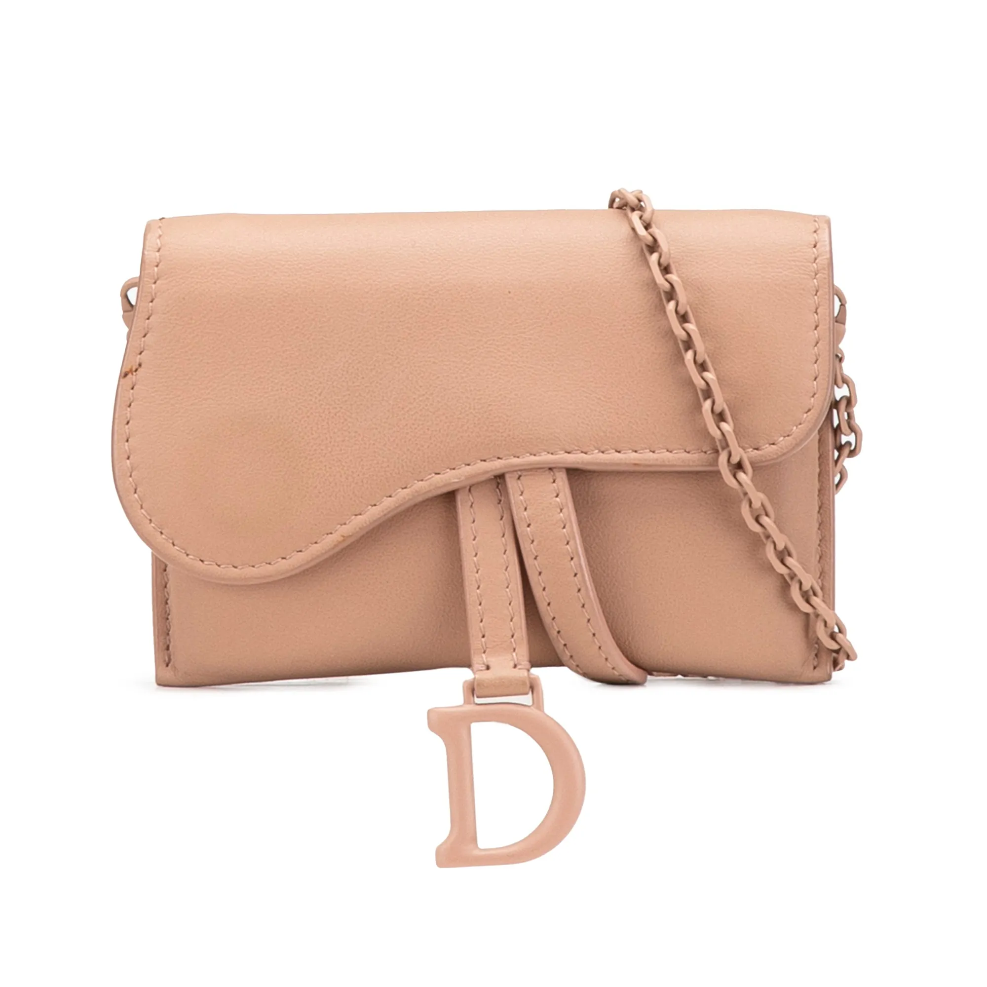 Creme Dior Nano Ultra Matte Calfskin Saddle Chain Pouch Crossbody Bag