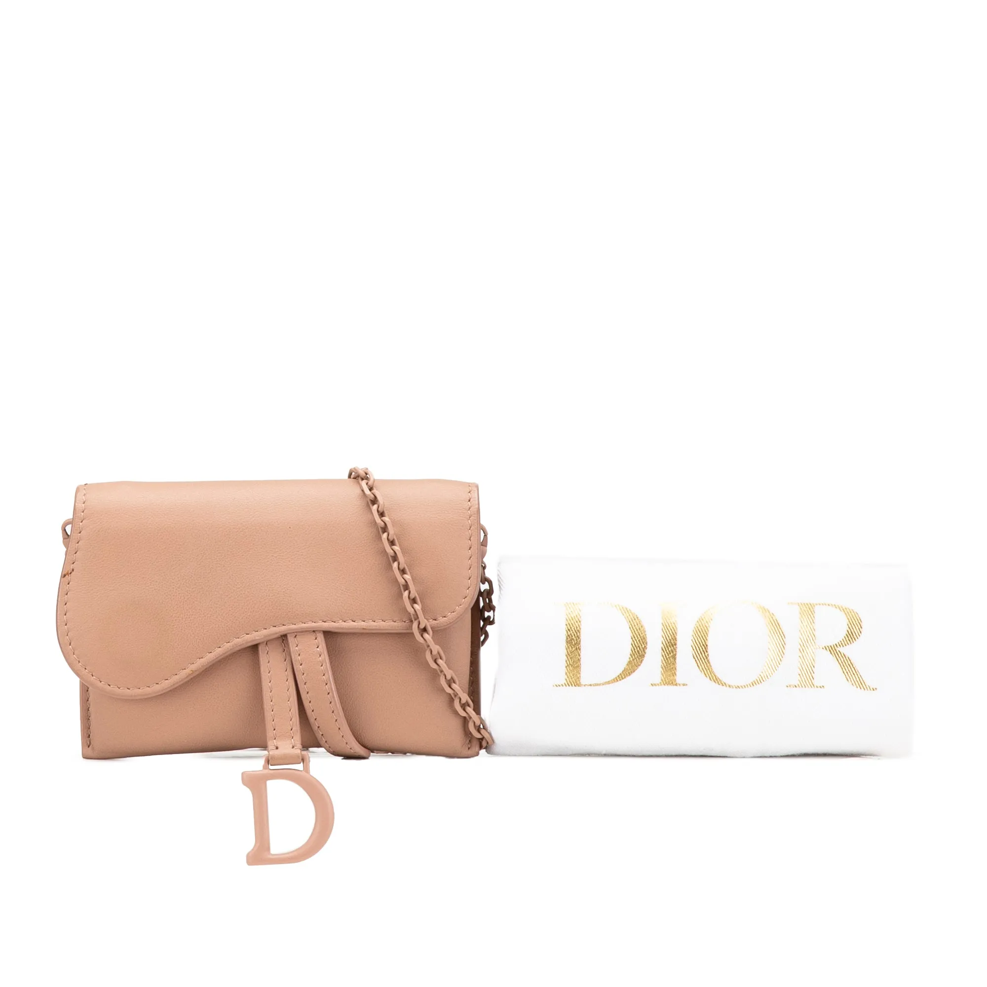 Creme Dior Nano Ultra Matte Calfskin Saddle Chain Pouch Crossbody Bag