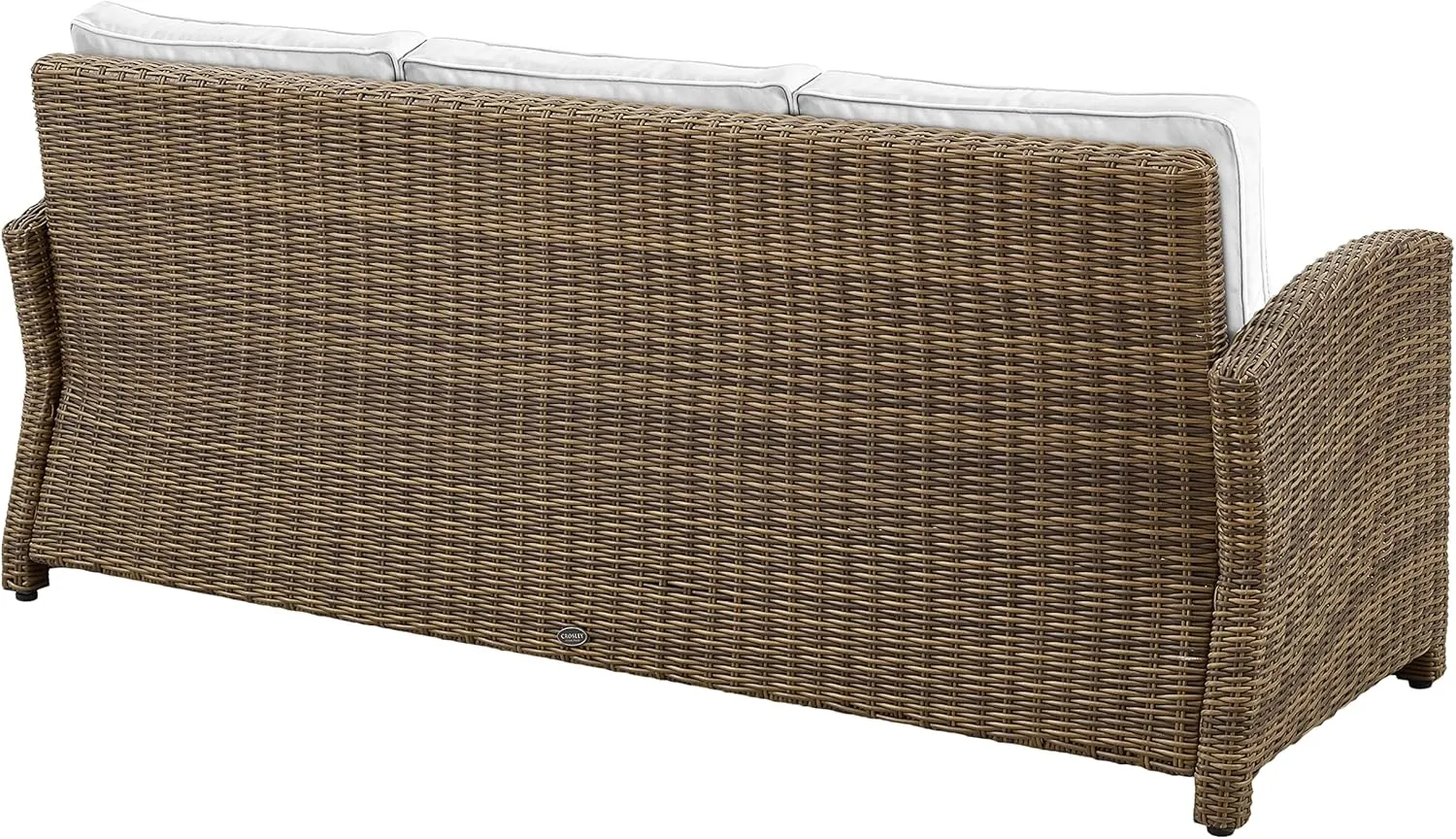 Crosley Furniture Bradenton Wicker Outdoor Sofa, 3-Person Patio Couch with Sunbrella Cushions, Brown with Sunbrella Cushions