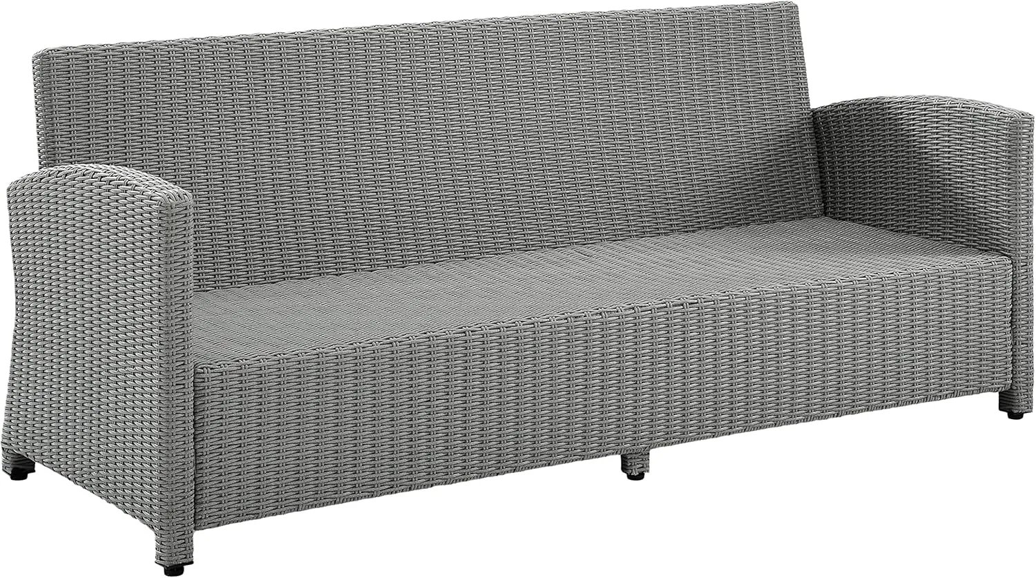Crosley Furniture Bradenton Wicker Outdoor Sofa, 3-Person Patio Couch with Sunbrella Cushions, Gray with Sunbrella Cushions