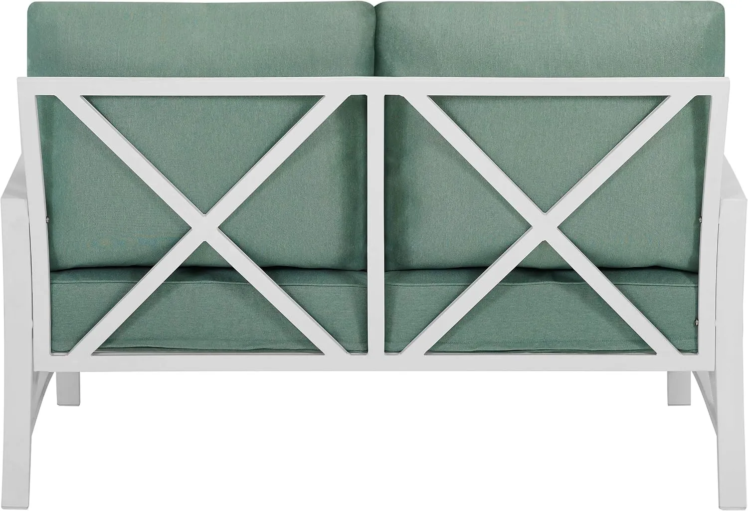Crosley Furniture Kaplan Outdoor Loveseat, 2-Person Patio Couch for Porch, Deck, Backyard, Balcony, White with Mist Cushions