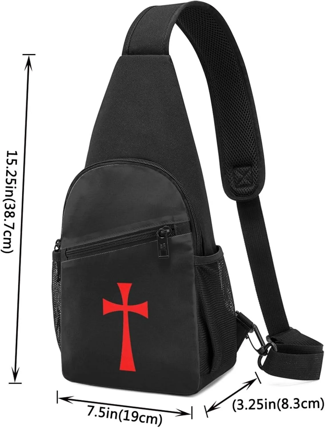 Cross Knights Templar Unisex Chest Bag Lightweight Crossbody Shoulder Bag Travel Pocket