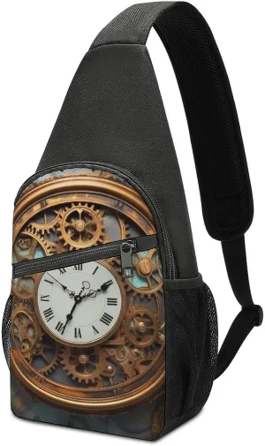 Crossbody Bag for Women Men Sling Bag Teal And Gold Marble Chest Bag Crossbody Adjustable Shoulder Bag