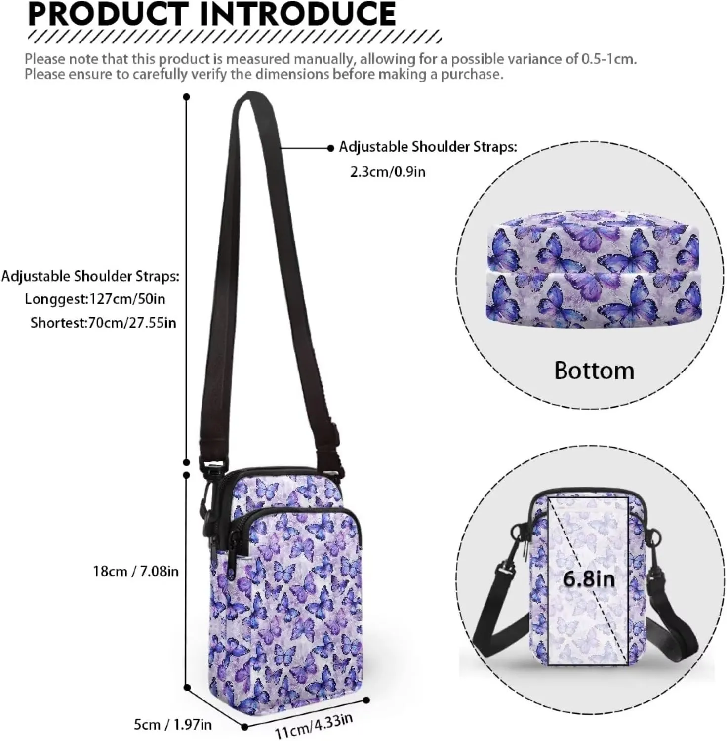 Crossbody Bag for Women Mini Messenger Bag Cell Phone Purse Sling Shoulder Bag with Double Pockets