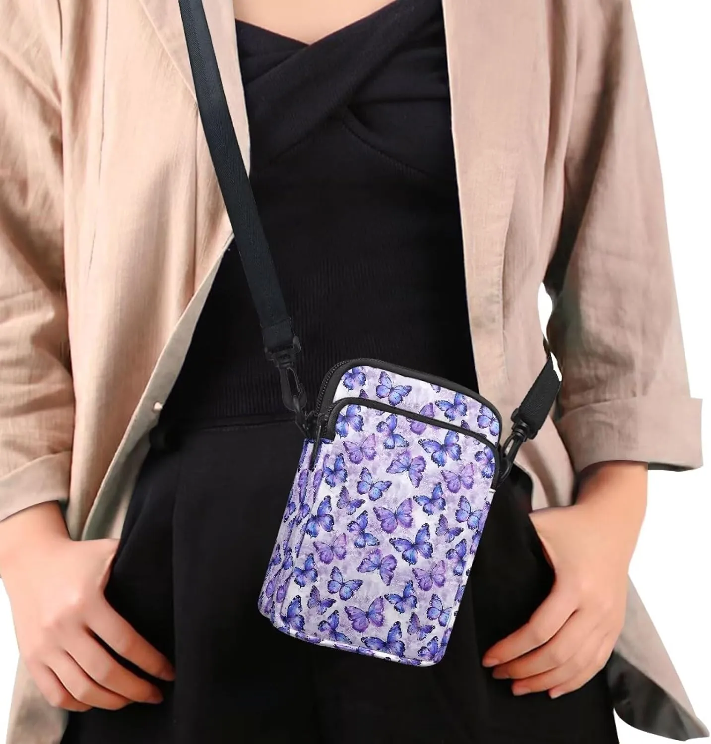 Crossbody Bag for Women Mini Messenger Bag Cell Phone Purse Sling Shoulder Bag with Double Pockets