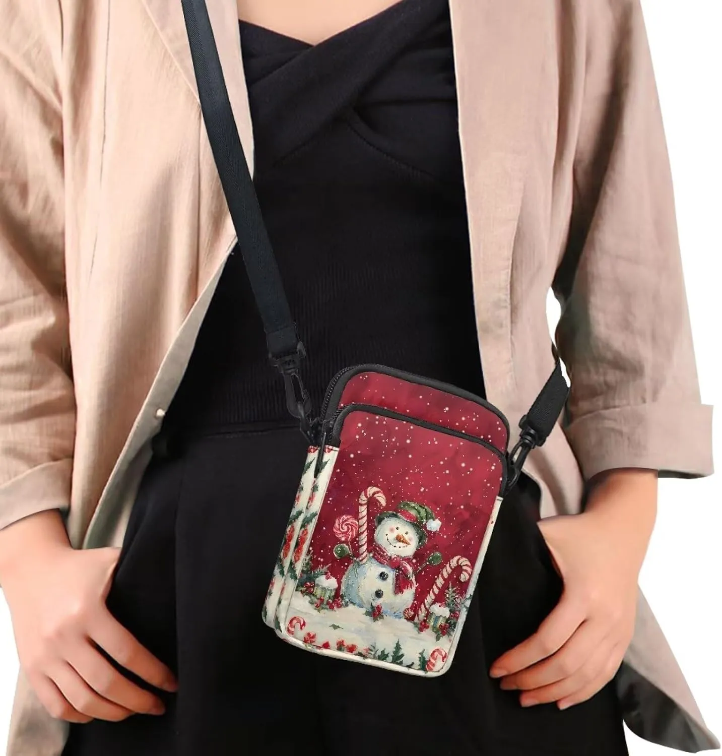 Crossbody Bag for Women Mini Messenger Bag Cell Phone Purse Sling Shoulder Bag with Double Pockets