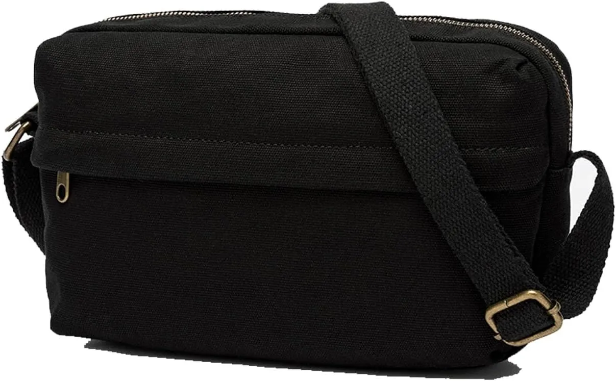 Crossbody Bag - Large Capacity Camera Bag with Compartment Design - Lightweight Cotton Canvas Material