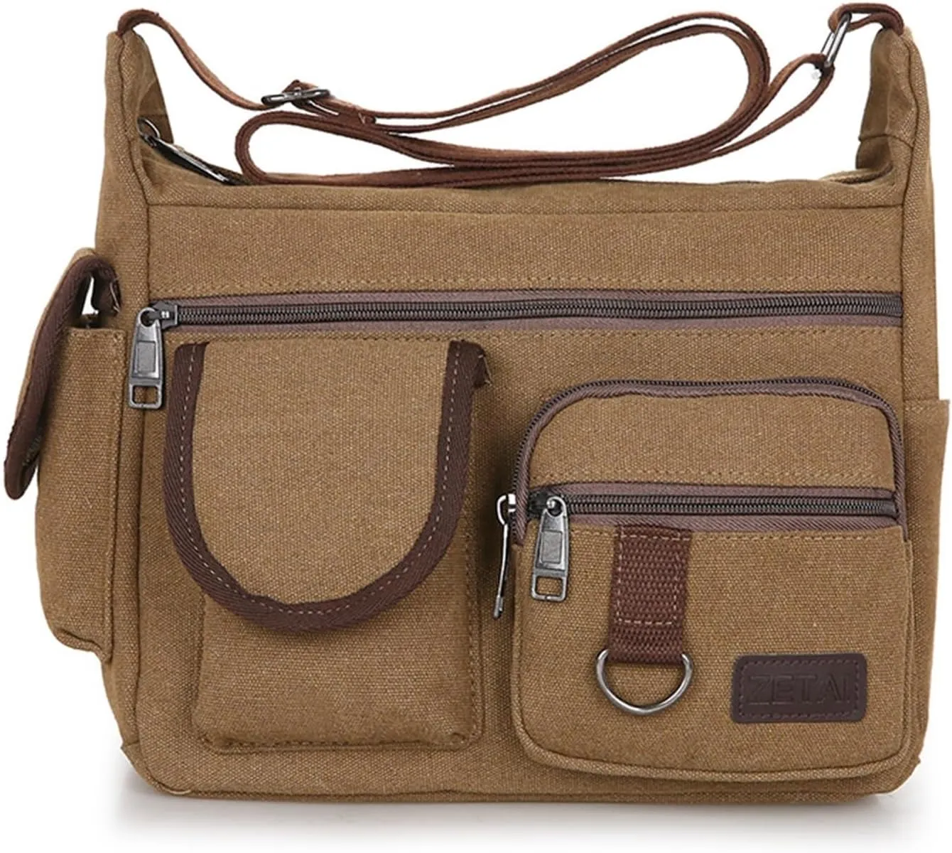 Crossbody Bag Men Men's Canvas Shoulder Bag Multifunctional Travel Messenger Bag with Zipper Top Handle Casual Crossbody Handbag(AUBURN)