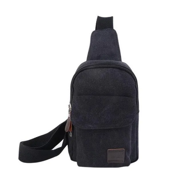 Crossbody Bag, Men Zipper Solid Waist Bag, Leather Shoulder Bag, USB Handbag