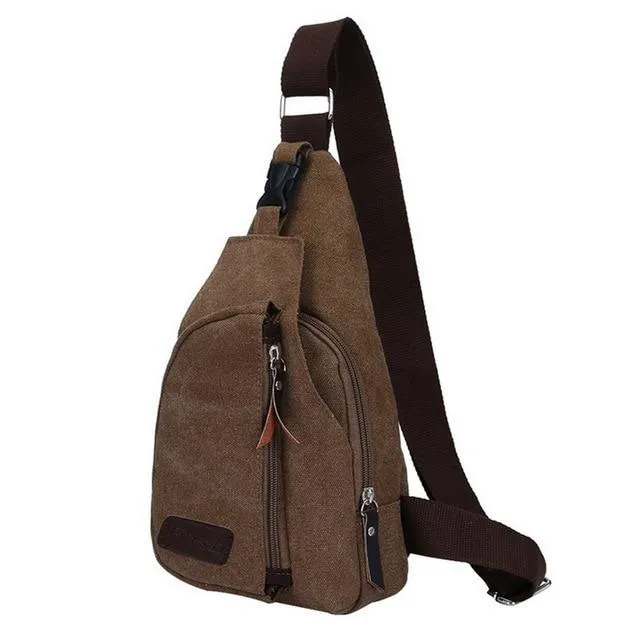 Crossbody Bag, Men Zipper Solid Waist Bag, Leather Shoulder Bag, USB Handbag