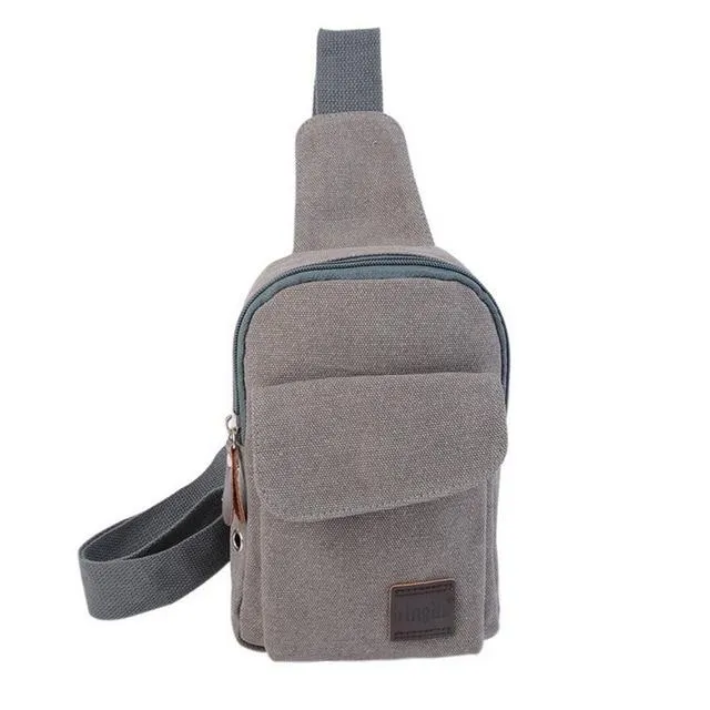 Crossbody Bag, Men Zipper Solid Waist Bag, Leather Shoulder Bag, USB Handbag