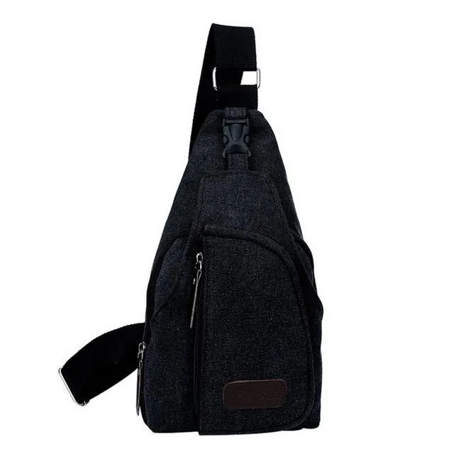 Crossbody Bag, Men Zipper Solid Waist Bag, Leather Shoulder Bag, USB Handbag