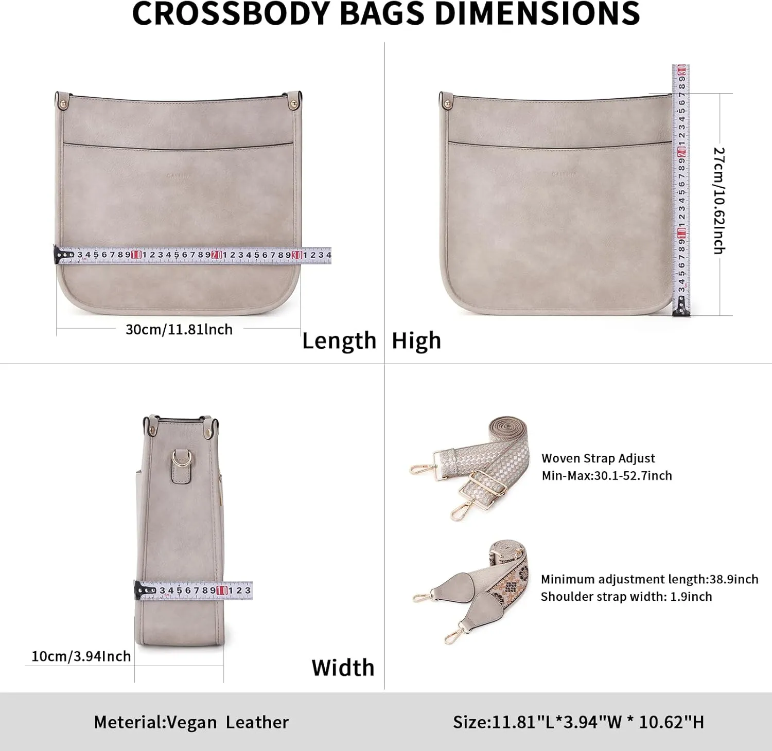 Crossbody Bag Women Vegan Leather Hobo Handbag Trendy Crossbody Shoulder Bag Purses For Women with 2 Adjustable Strap