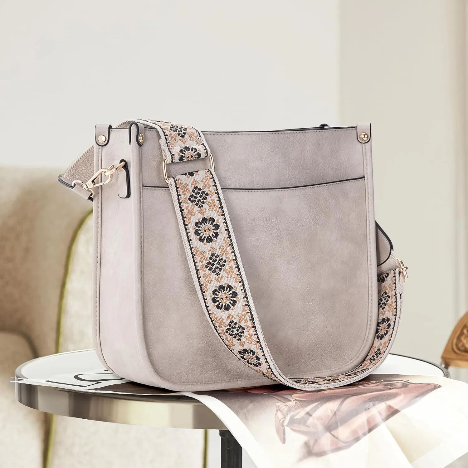 Crossbody Bag Women Vegan Leather Hobo Handbag Trendy Crossbody Shoulder Bag Purses For Women with 2 Adjustable Strap