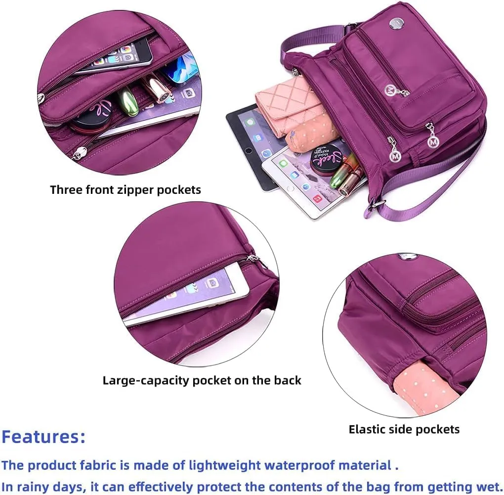 Crossbody Bags for Women Waterproof Shoulder Bag Multi Pocket Messenger Bag Casual Lightweight Travel Daily Purse