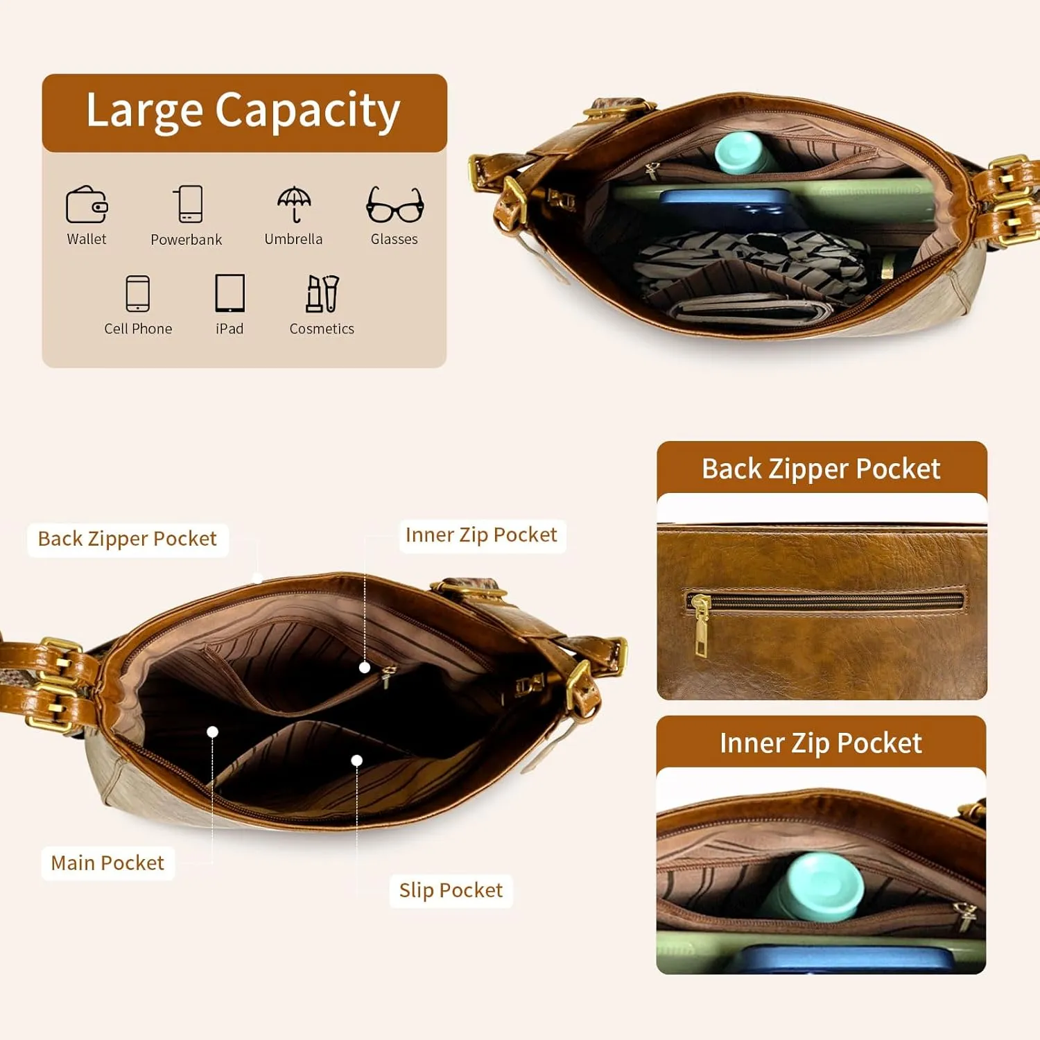 Crossbody Purses for Women Trendy Hobo Bag Vegan Leather Shoulder Hand Bag Hobo Guitar Strap Purse Satchel Bags