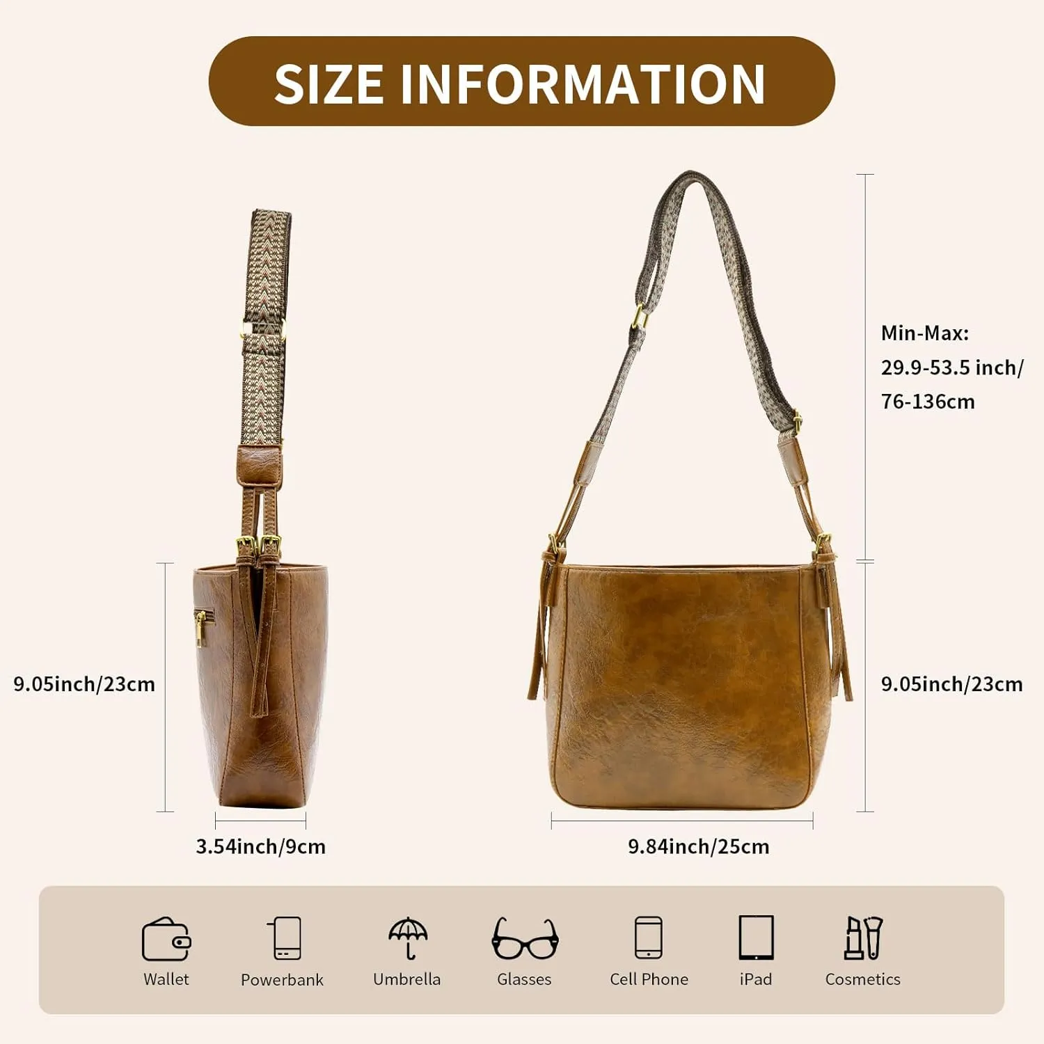Crossbody Purses for Women Trendy Hobo Bag Vegan Leather Shoulder Hand Bag Hobo Guitar Strap Purse Satchel Bags