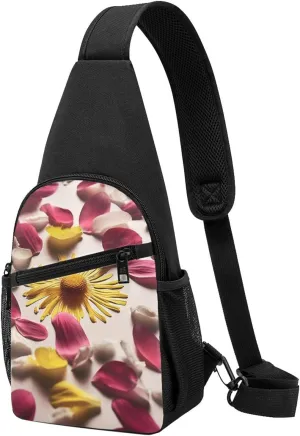 Crossbody Sling Backpack Sling Bag for Men Women Cross Chest Bag Shoulder Bag Flower Petals Travel Hiking Daypack