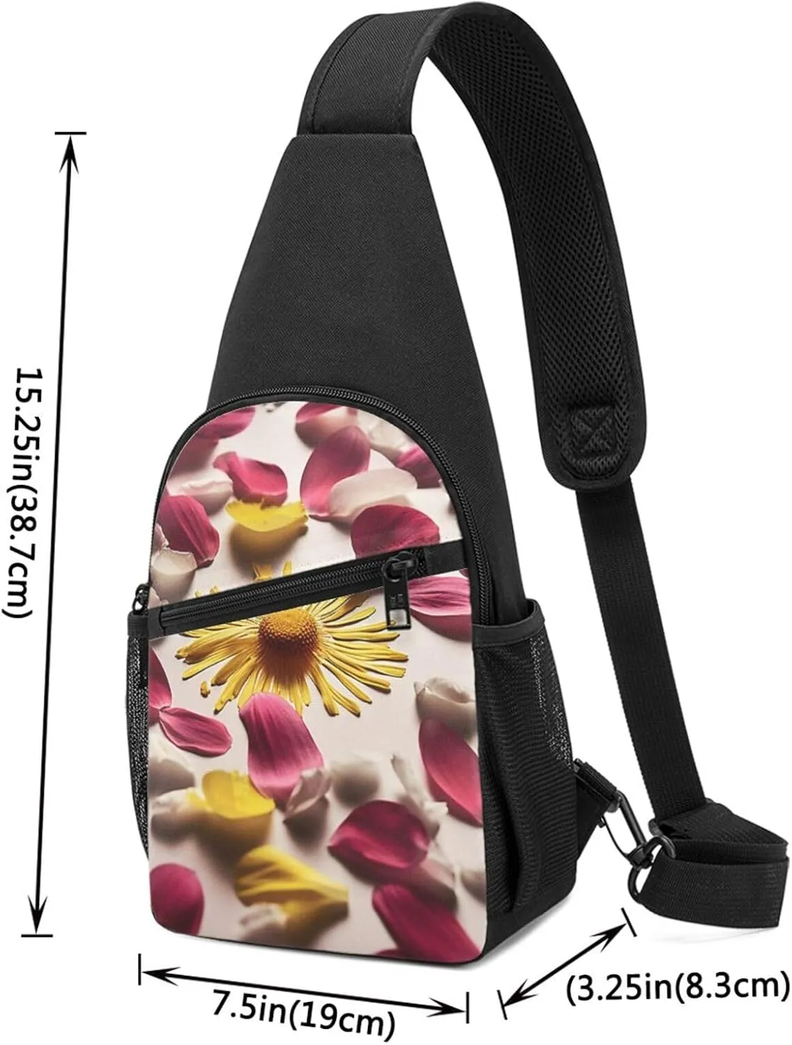 Crossbody Sling Backpack Sling Bag for Men Women Cross Chest Bag Shoulder Bag Flower Petals Travel Hiking Daypack