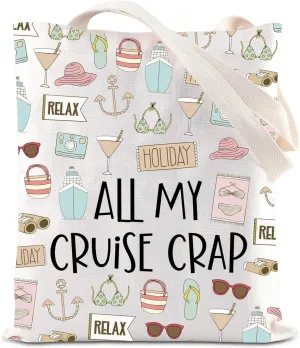 Cruise Vacation Tote Bag All My Cruise Crap Tote Bag Summer Vacation Travel Gift Beach Life Gift Family Vacation Cruise Gifts
