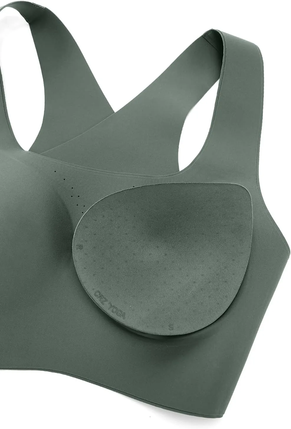 CRZ YOGA Womens Flex Sculpt Racerback Sports Bra - U Neck Medium Impact Padded Wireless Workout Gym Crop Top