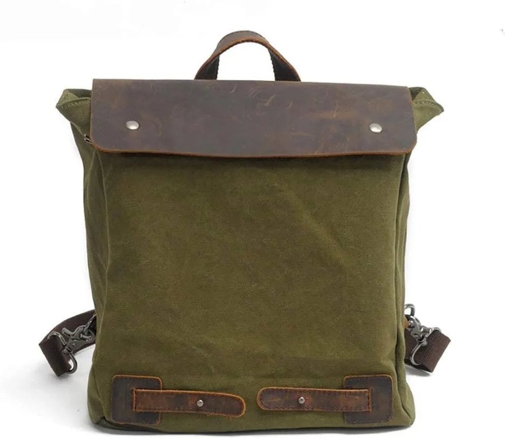 CSCDD Green Business Briefcase, Canvas Laptop Bag, Waterproof Large Capacity School Bag, Multifunctional Outdoor Travel Backpack