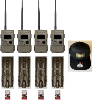 Cuddeback 4 Long Range IR Cameras L Series 4 Battery Power Banks New Model 4 16GB SD Cards 1 Hunters Warehouse Hat New