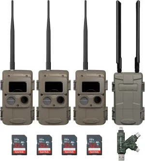 Cuddeback CuddeLink Wireless 3rd Gen Trail Cameras for Wildlife Monitoring with High-Resolution Imaging Bundle with Cell Home Trail Camera, 32 GB Memory Card, and Card Reader (3-Pack)
