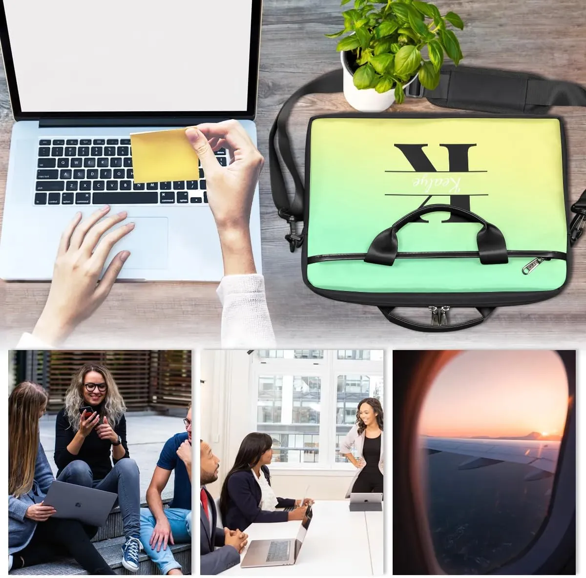 Custom Laptop Bag for Women Men Personalized Name 13 14 15.6 inch Laptop Messenger Shoulder Bags