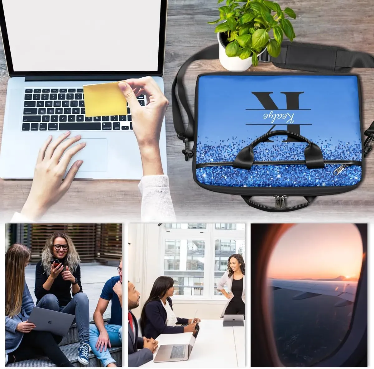 Custom Laptop Bag for Women Men Personalized Name 13 14 15.6 inch Laptop Messenger Shoulder Bags