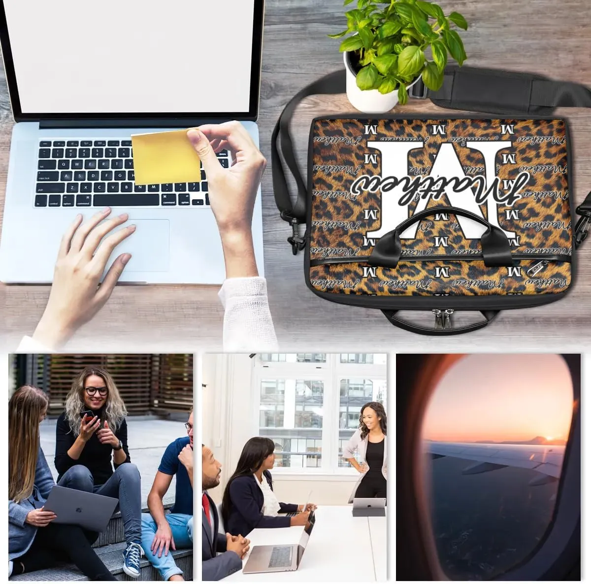 Custom Laptop Bag for Women Men Personalized Name 13 14 15.6 inch Laptop Messenger Shoulder Bags