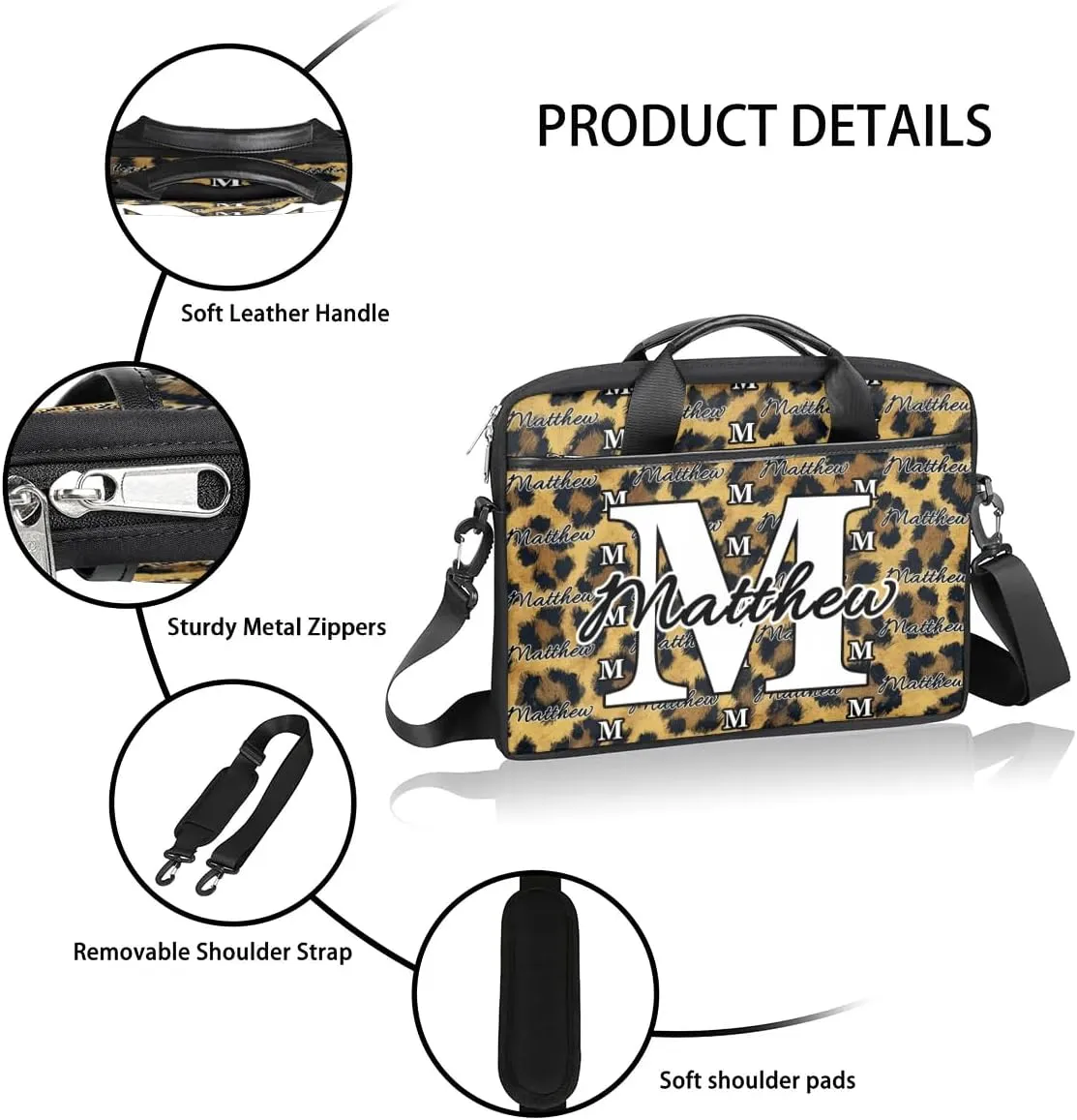 Custom Laptop Bag for Women Men Personalized Name 13 14 15.6 inch Laptop Messenger Shoulder Bags