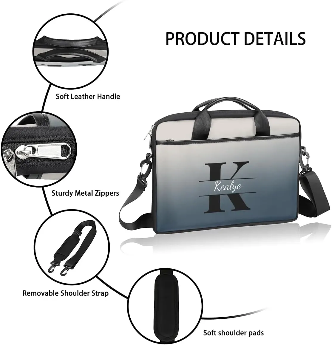 Custom Laptop Bag for Women Men Personalized Name 13 14 15.6 inch Laptop Messenger Shoulder Bags