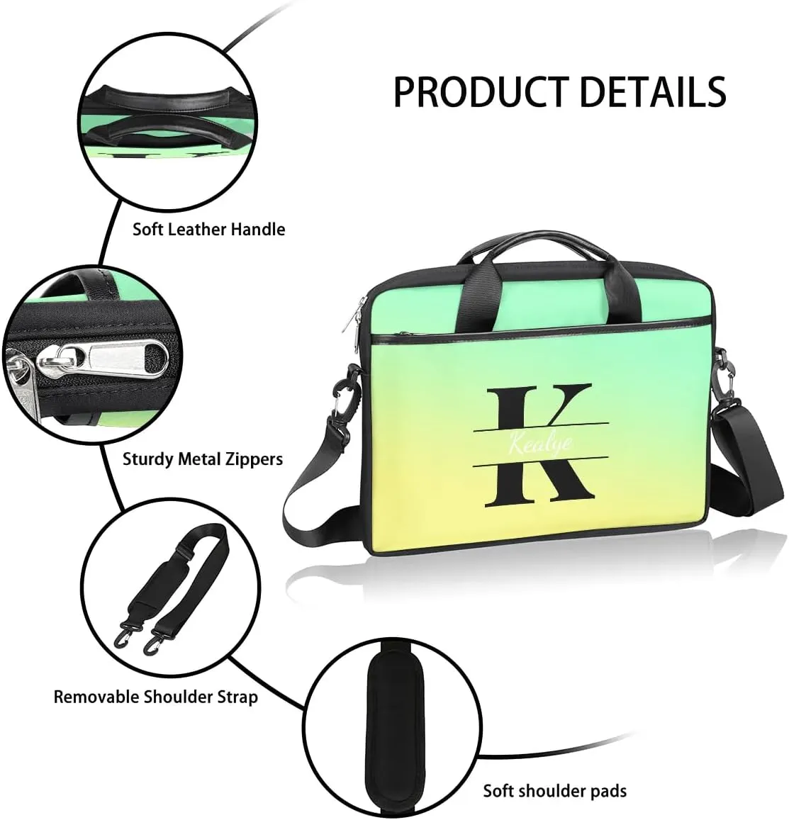 Custom Laptop Bag for Women Men Personalized Name 13 14 15.6 inch Laptop Messenger Shoulder Bags