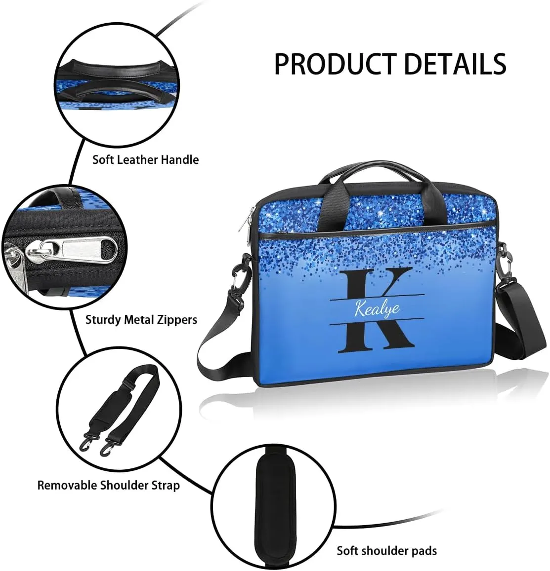 Custom Laptop Bag for Women Men Personalized Name 13 14 15.6 inch Laptop Messenger Shoulder Bags