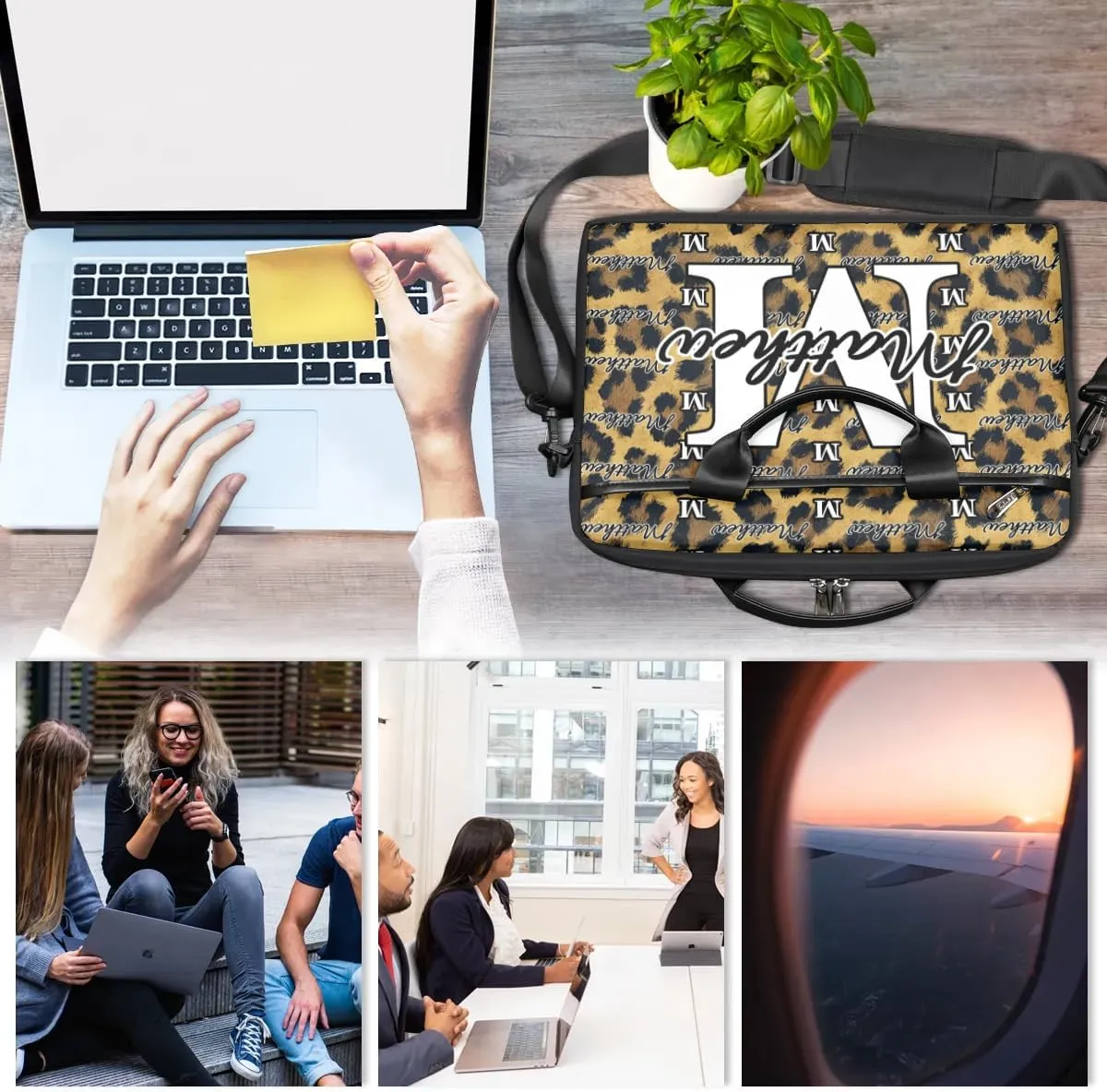 Custom Laptop Bag for Women Men Personalized Name 13 14 15.6 inch Laptop Messenger Shoulder Bags