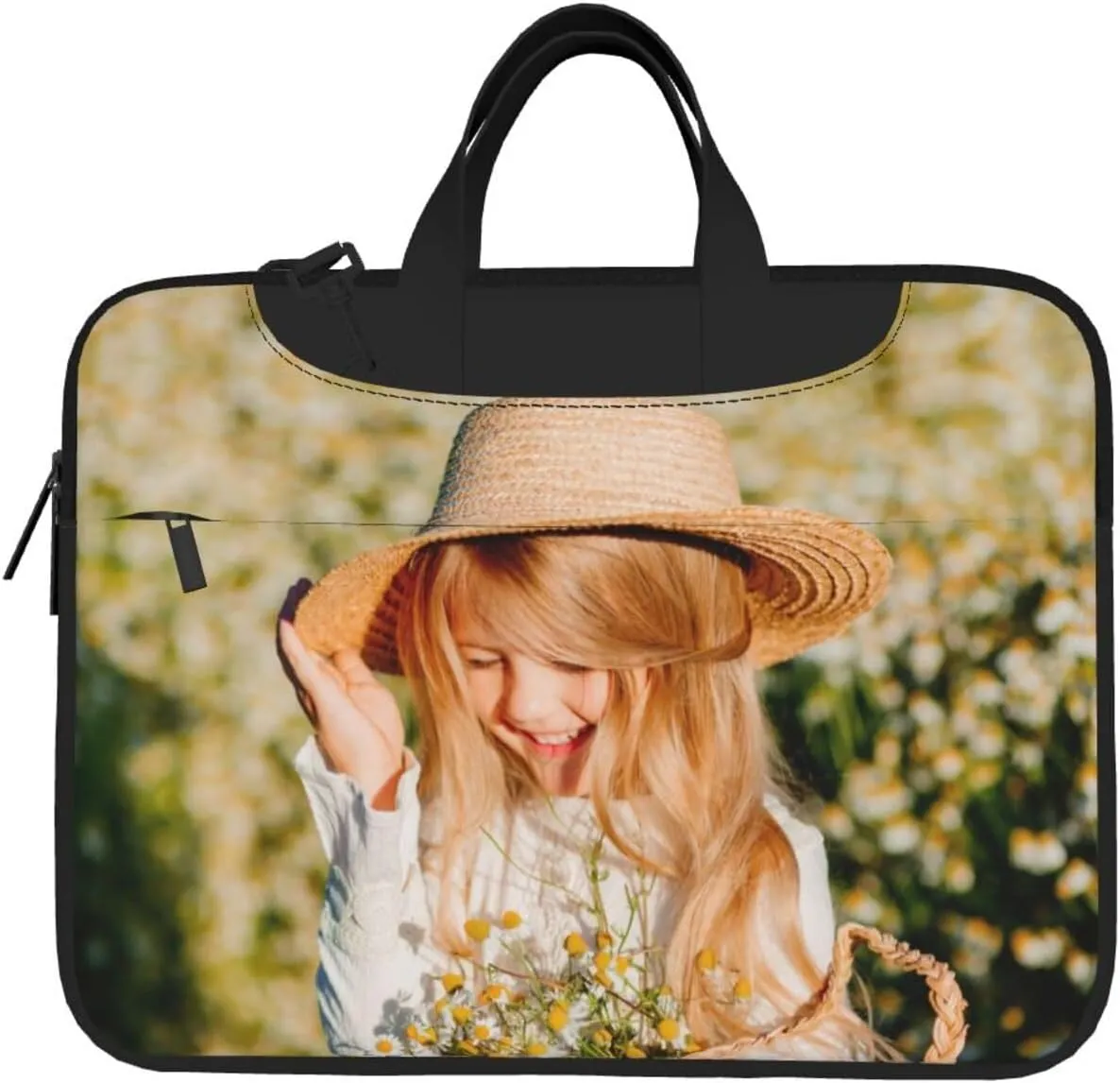 Custom Laptop Bag, Personalized Laptop Messenger Shoulder Bag with Your Photo Logo Text, Customized Laptop Tote Bag