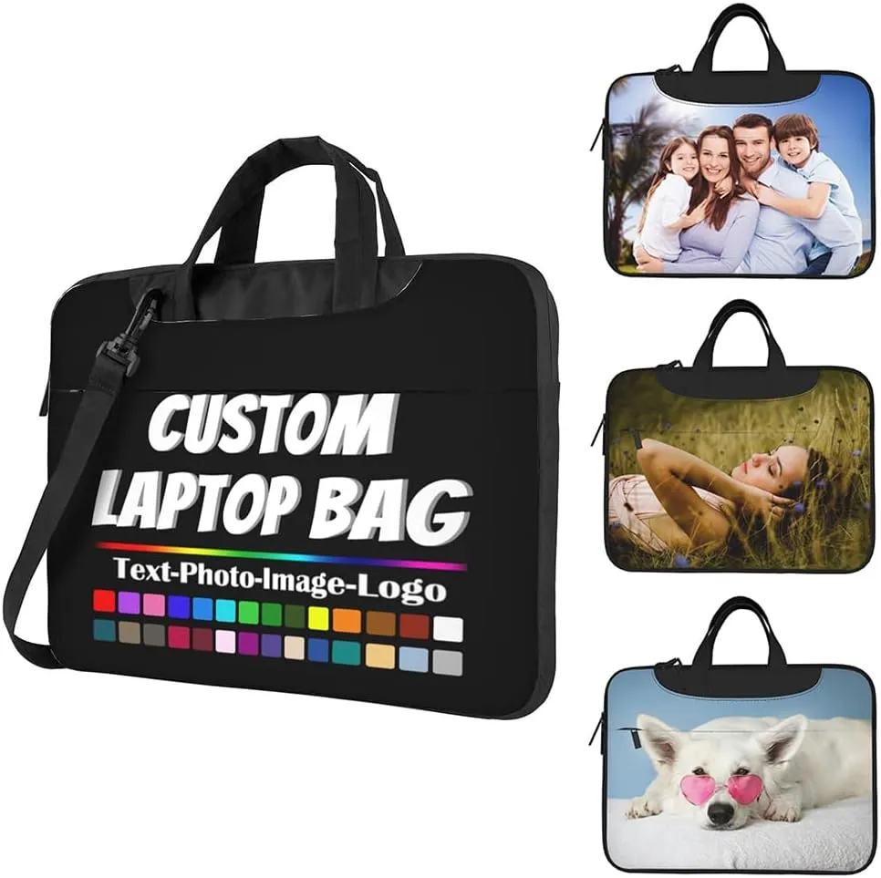 Custom Laptop Shoulder Bag Personalized Gift Add Photo Text Logo Business Briefcase Protective Messenger Bag with Handle