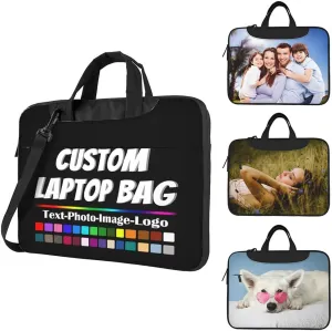 Custom Laptop Shoulder Bag Personalized Gift Add Photo Text Logo Business Briefcase Protective Messenger Bag with Handle