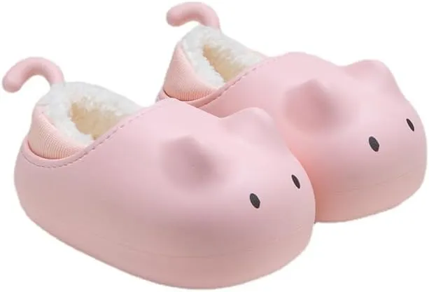 Cute Cat Kitty Cozy Winter Cotton Slippers for Boys and Girls （Age 4-13）