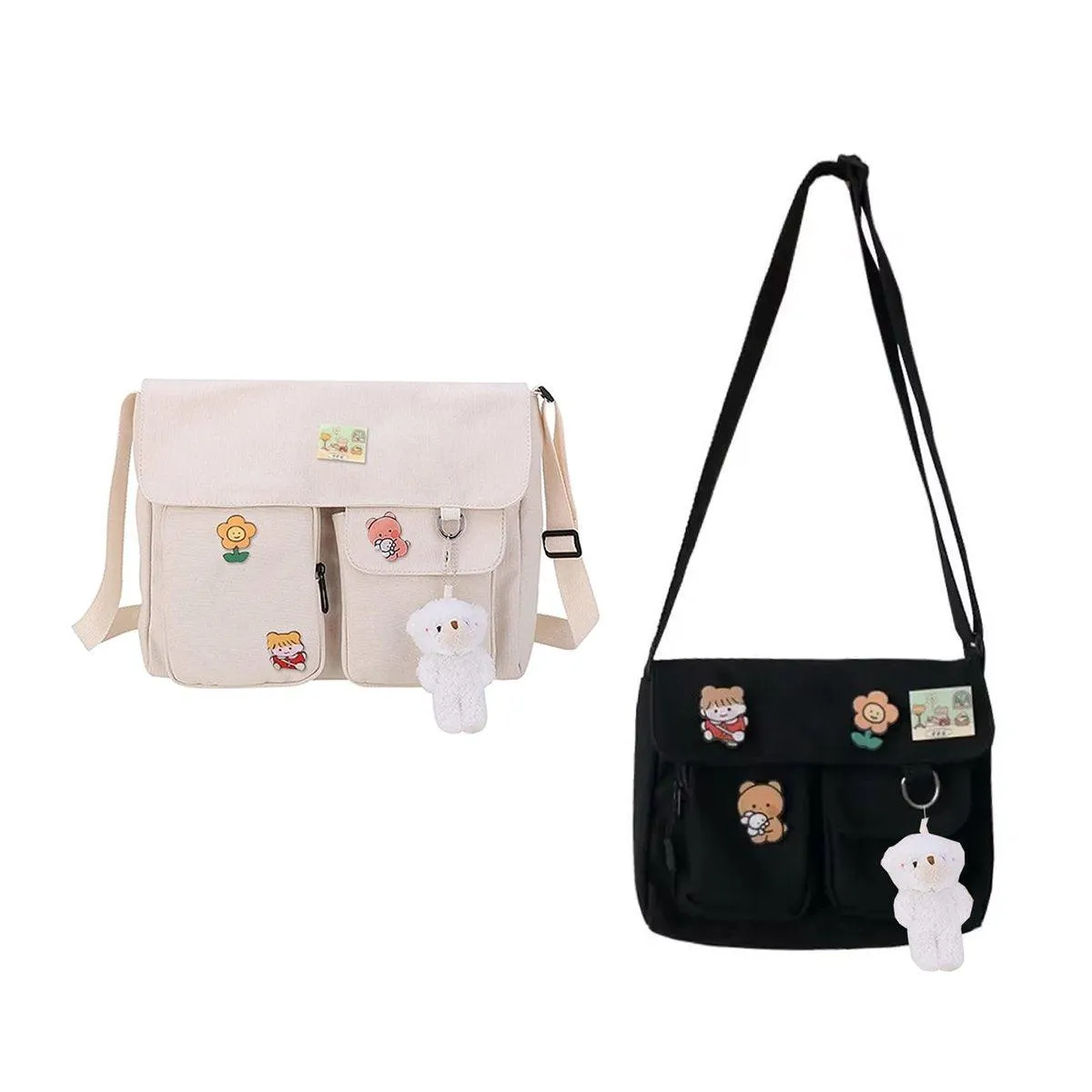 Cute Girl Crossbody Canvas Bag Womens Shoulder Bag Messenger Handbag Casual Tote