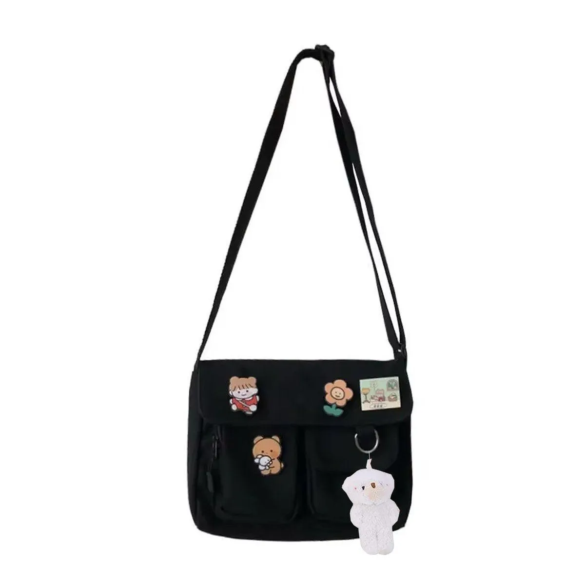 Cute Girl Crossbody Canvas Bag Womens Shoulder Bag Messenger Handbag Casual Tote