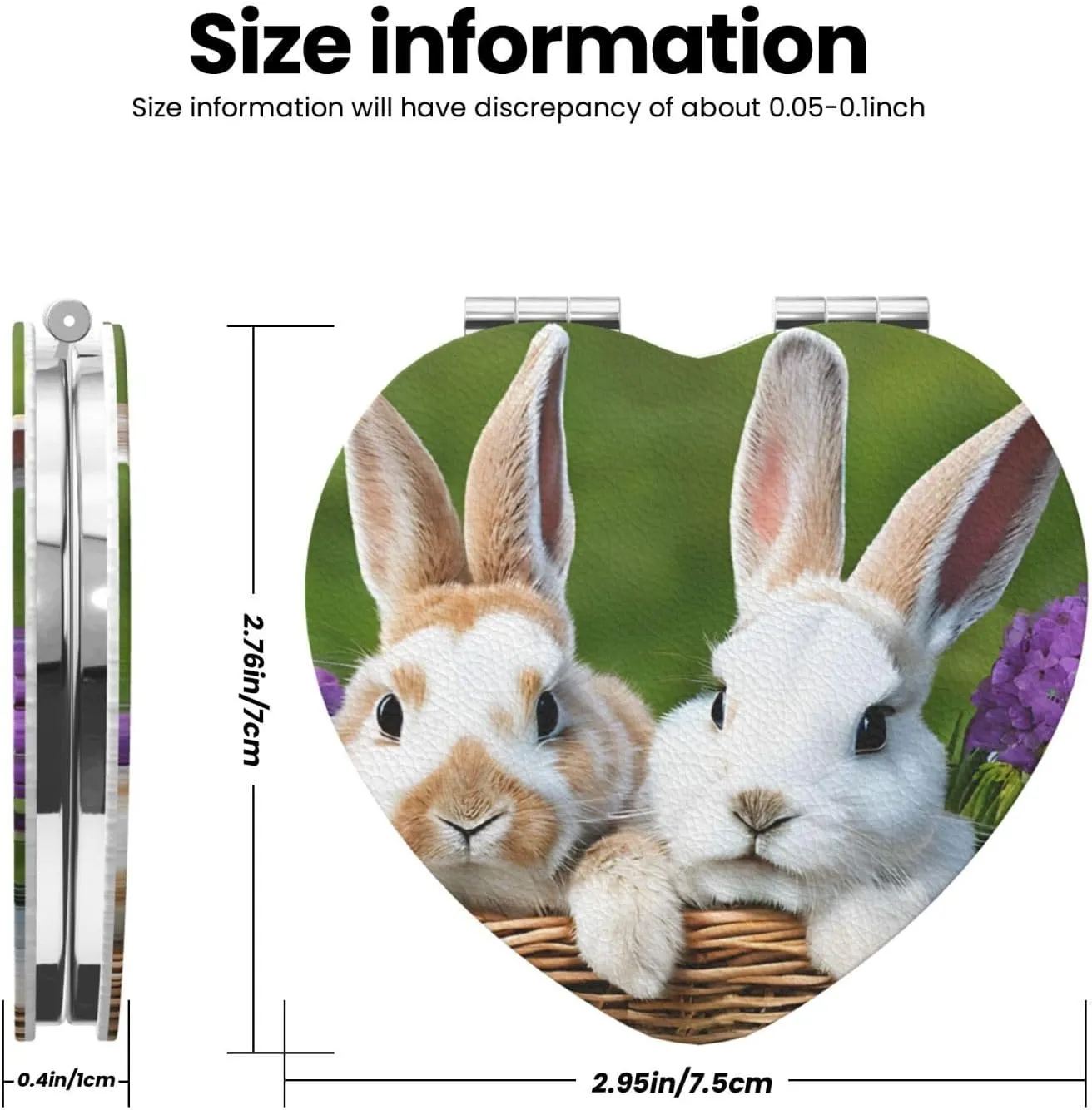 Cute Rabbits Portable Pocket Cosmetic Mirror-Compact and Light, It is A Necessary Thing to Go Out for Beauty and Makeup