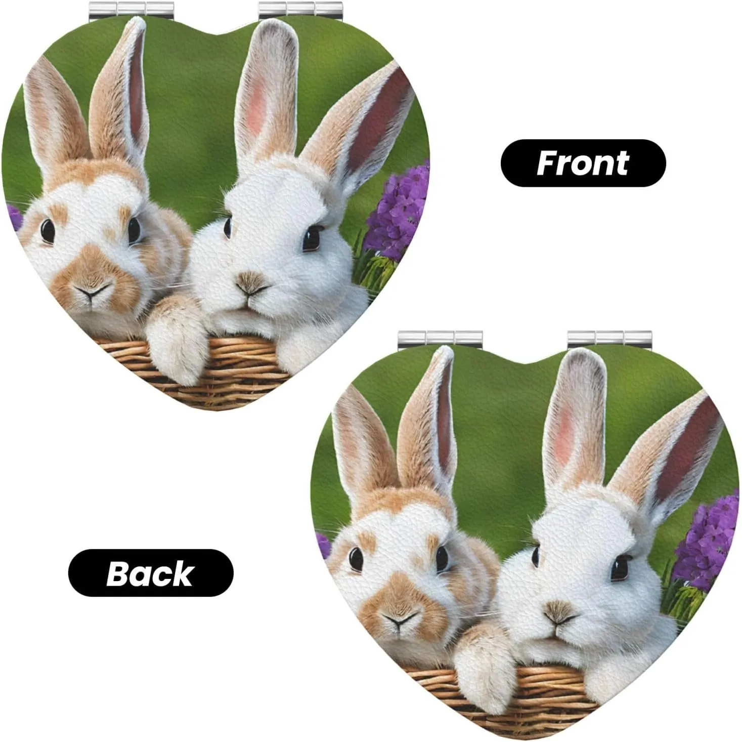 Cute Rabbits Portable Pocket Cosmetic Mirror-Compact and Light, It is A Necessary Thing to Go Out for Beauty and Makeup