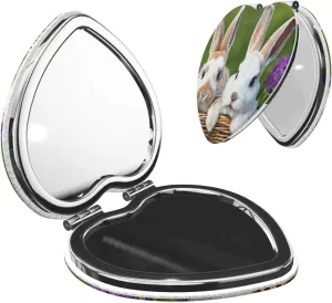 Cute Rabbits Portable Pocket Cosmetic Mirror-Compact and Light, It is A Necessary Thing to Go Out for Beauty and Makeup