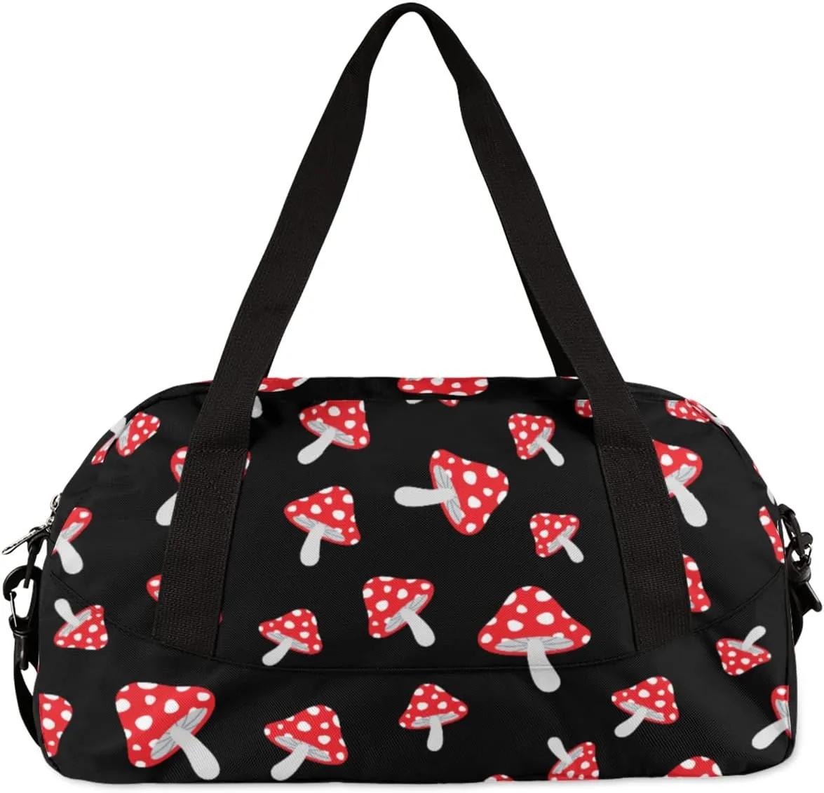 Cute Red Mushroom Kids Duffle Bag for Boys & Girls - Dance, Gym, Overnight & Travel Bag