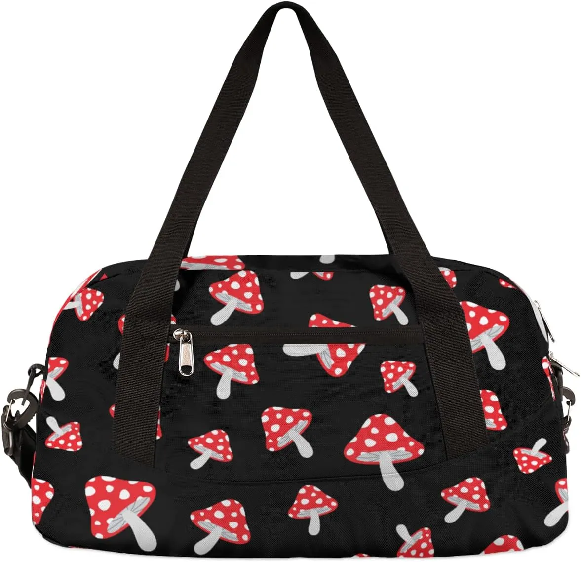 Cute Red Mushroom Kids Duffle Bag for Boys & Girls - Dance, Gym, Overnight & Travel Bag