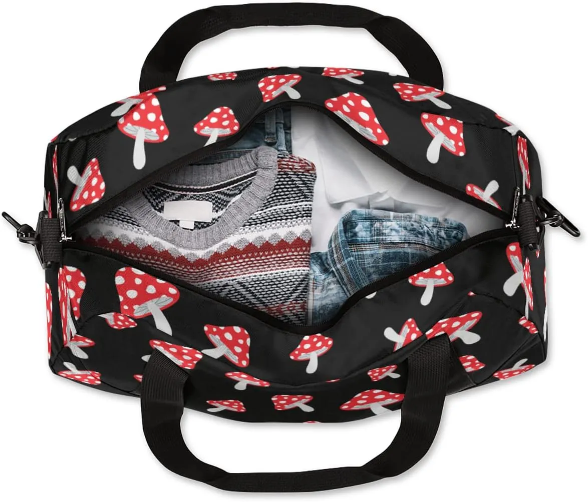 Cute Red Mushroom Kids Duffle Bag for Boys & Girls - Dance, Gym, Overnight & Travel Bag