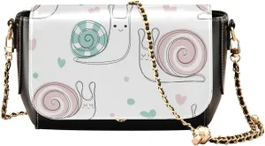 Cute Snail Pattern Crossbody Bags for Women, Trendy Small Shoulder Bag, PU Leather Clutch Purse Underarm Handbag Satchel HandBag with Adjustable Metal Chain